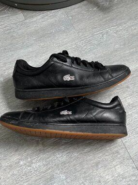 Black / White Lacoste Leather Lace-Up Shoes / Sneakers